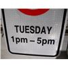 Image 5 : (2) Unused Aluminum No Parking Signs w/ Day & Times (Reflective), 12x18”
