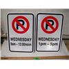 Image 1 : (2) Unused Aluminum No Parking Signs w/ Day & Times (Reflective), 12x18”