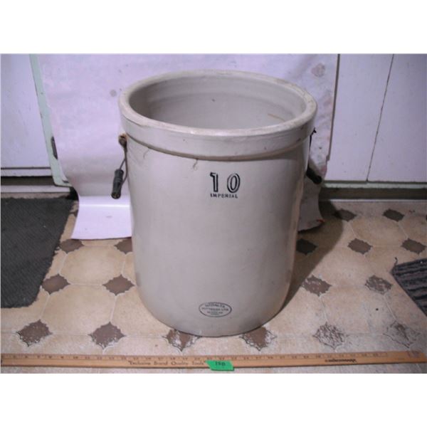 10 Gal Imperial Medalta Potteries Stoneware Crock (repaired cracks)