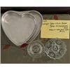 Image 1 : Heart-Shaped cake pans, Vintage glass citrus juicer, and Vintage divided pickle dish.