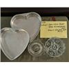 Image 2 : Heart-Shaped cake pans, Vintage glass citrus juicer, and Vintage divided pickle dish.