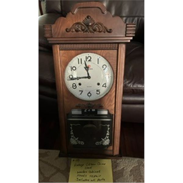 Vintage Citizen Wooden Windup Pendulum Chime Clock.  Needs repair.