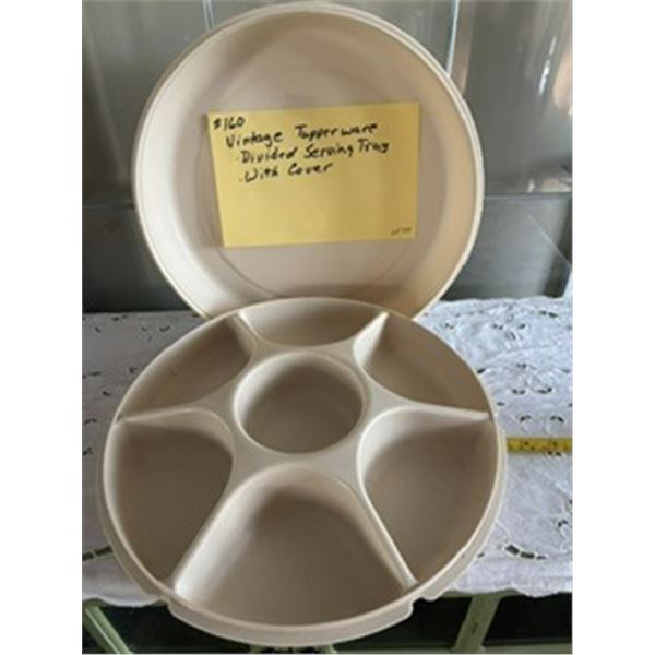 Vintage Tupperware Divided Serving Tray with Cover.