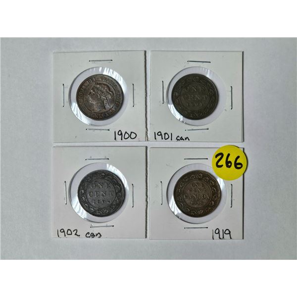 (4) Canada Large Pennies | 1900 – 1901 – 1902 – 1919