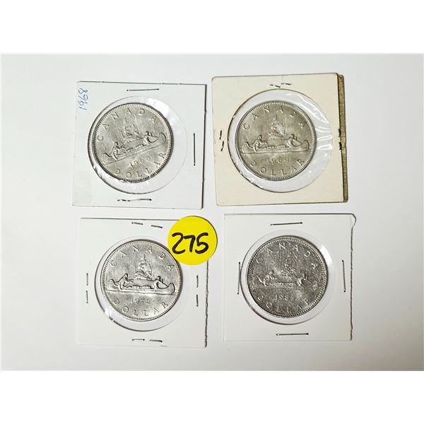 (4) Canada One-Dollar Coins | 1968 – 1969 – 1972 – 1985