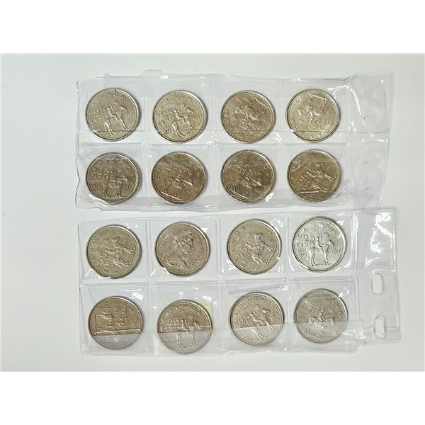 (16) 1973 Canada RCMP 25 cent Coins
