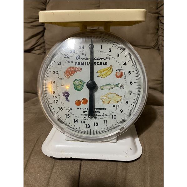 Vintage American Family Scale.  Colourful Illustrations of Food, Maximum 25lbs.