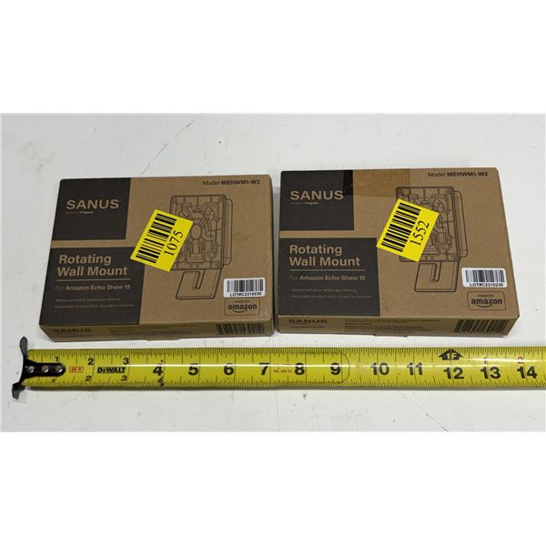 (2) Sanus Rotating Wall Mount For Amozon Echo Show 15. (New)