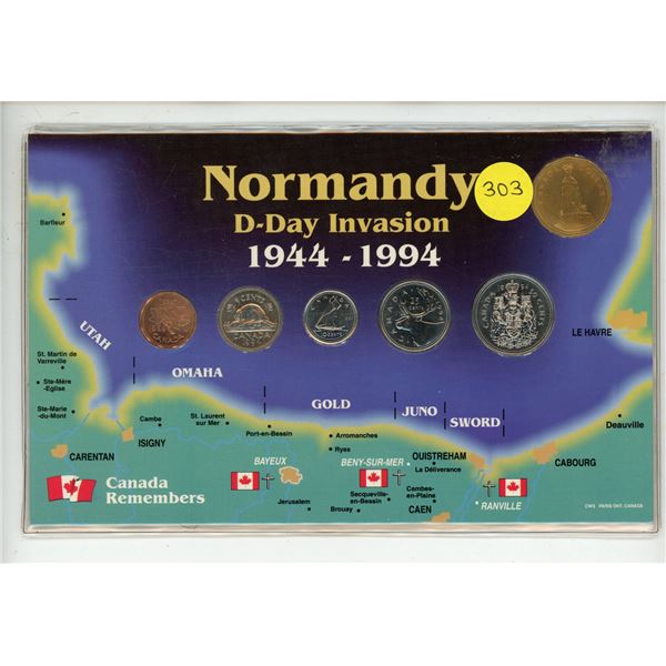 1994 Canada Remembers Coin Set commemorating the 50th anniversary of the Normandy D-Day Invasion.