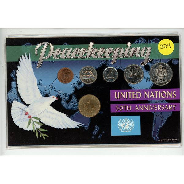 1995 Canadian Peacekeeping coin set celebrating the 50th anniversary of the United Nations.