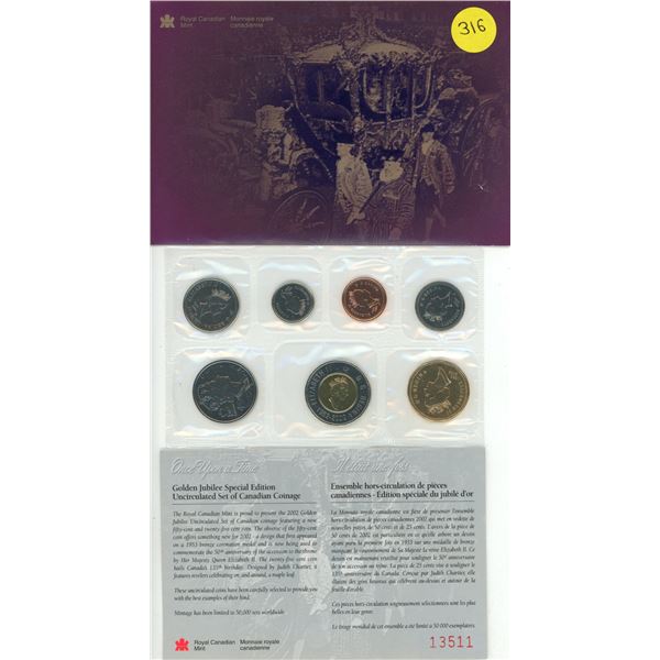 2002 Golden Jubilee Special Edition Uncirculated Set of Canadian Coinage.