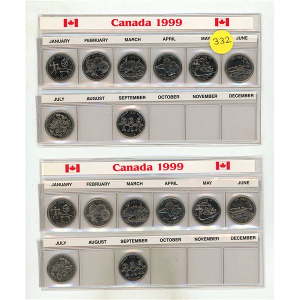 (2) 1999 Canadian Millennium Quarters, featuring 8 distinct commemorative designs representing Canad