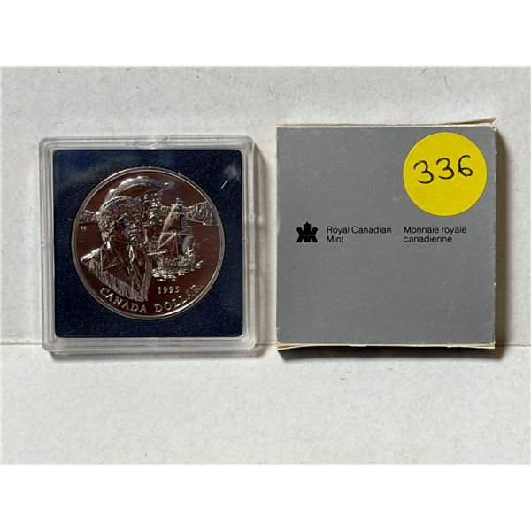 1995 Canadian proof silver dollar commemorating the 325th anniversary of the Hudson's Bay Company.