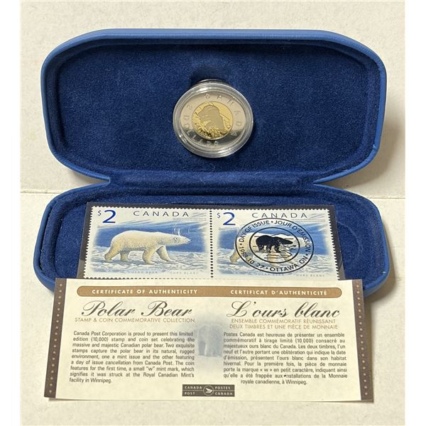 1998 Canadian "Polar Bear" stamp and coin commemorative set, produced by the Royal Canadian Mint and