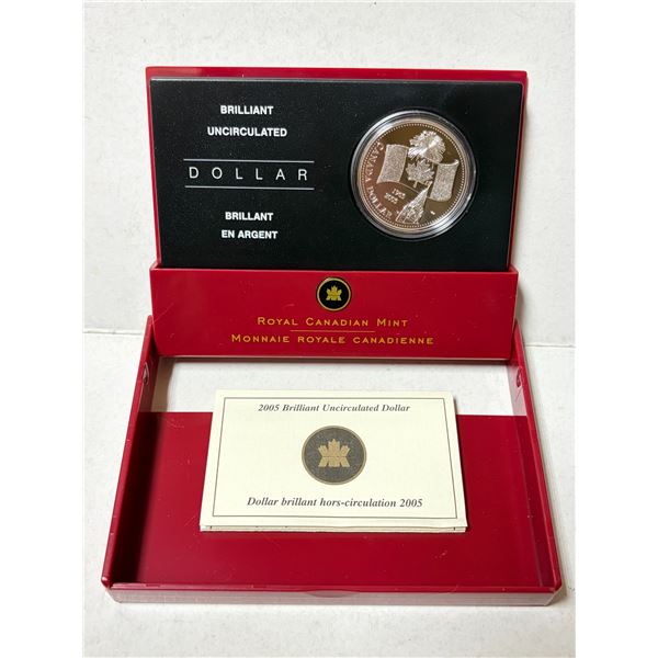 2005 Canadian Brilliant Uncirculated Silver Dollar set commemorating the 40th anniversary of the Nat