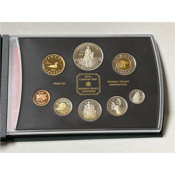 1998 Canadian proof set featuring the RCMP commemorative silver dollar.