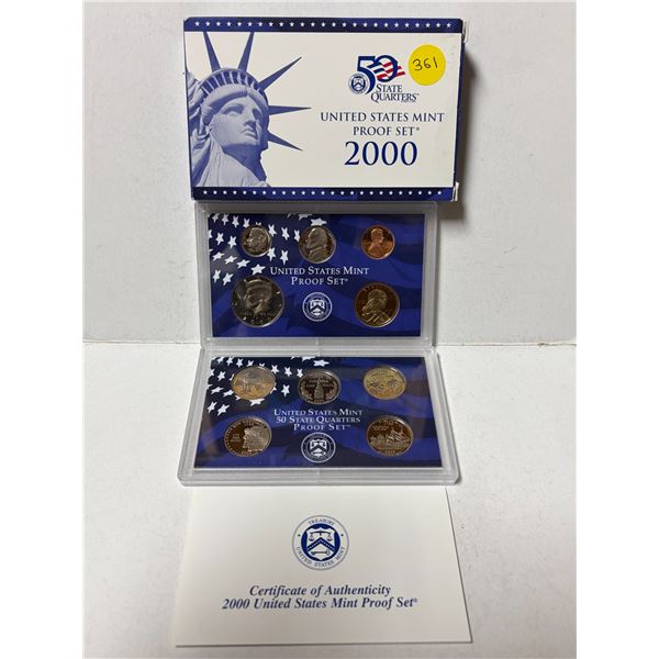2000 United States Mint Proof Set and United States Mint 5 State Quarters Proof Set.