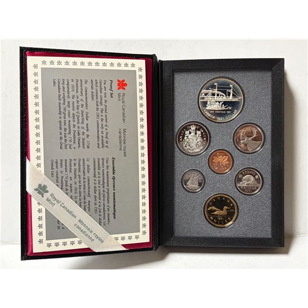 1991 Royal Canadian Mint 7-coin proof set, featuring a commemorative silver dollar honoring the stea