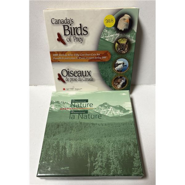 2000 Royal Canadian Mint "Birds of Prey" four-coin set featuring sterling silver 50-cent coins.