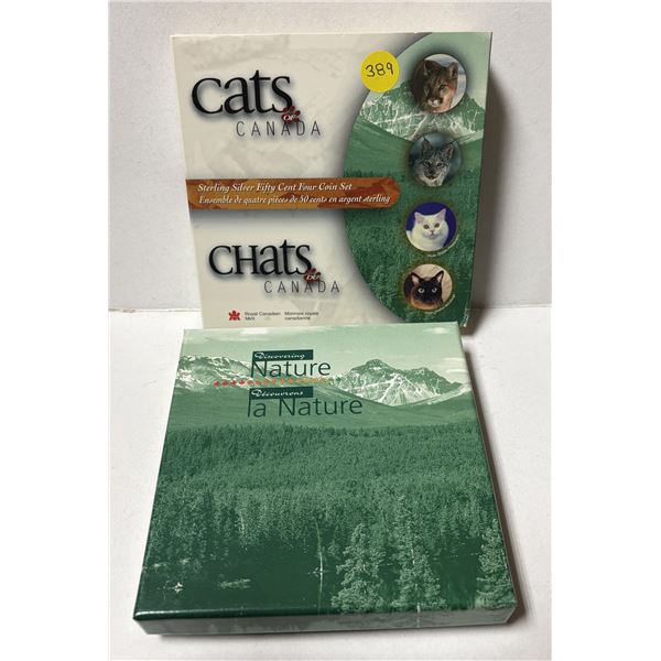 1999 Royal Canadian Mint "Cats of Canada" sterling silver coin set featuring four 50-cent coins.