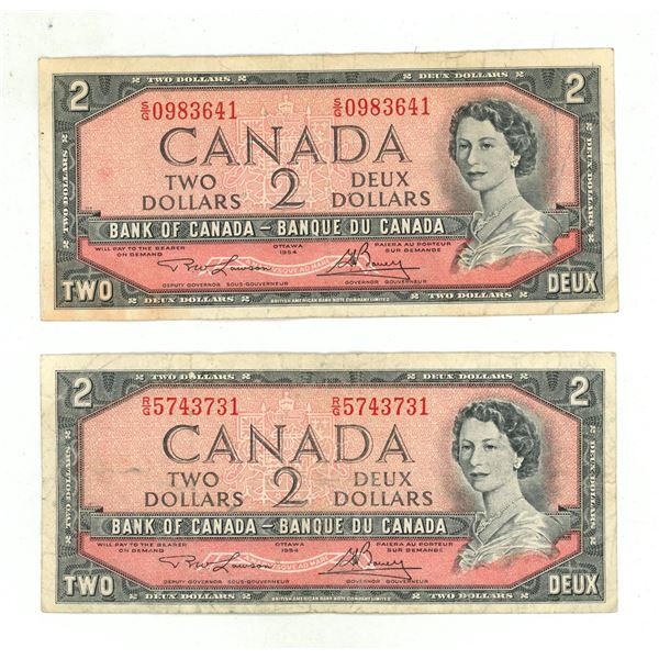 (2) 1954 Canada Two Dollars.