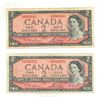 Image 1 : (2) 1954 Canada Two Dollars.