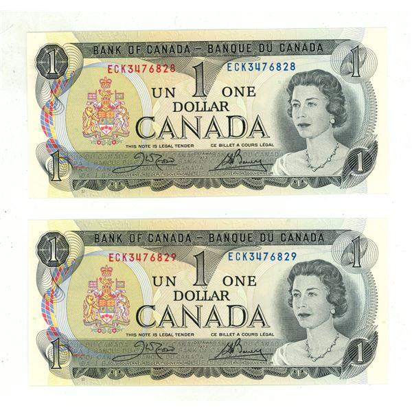 (2) 1973 Canada One Dollars. (In Sequence and Uncirculated)