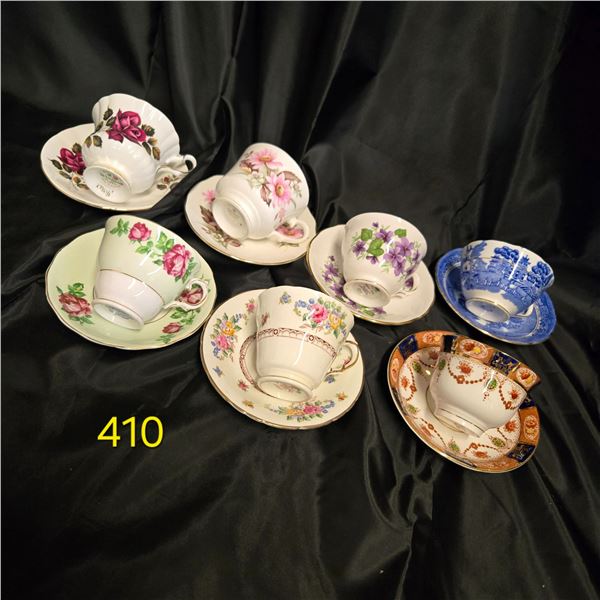 7 Matching Tea Cups & Saucers