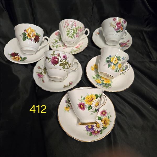 6 Matching Tea Cups & Saucers