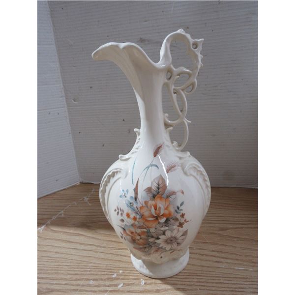 Large Flower Design Pitcher 13 Inches Tall (No Stamp)
