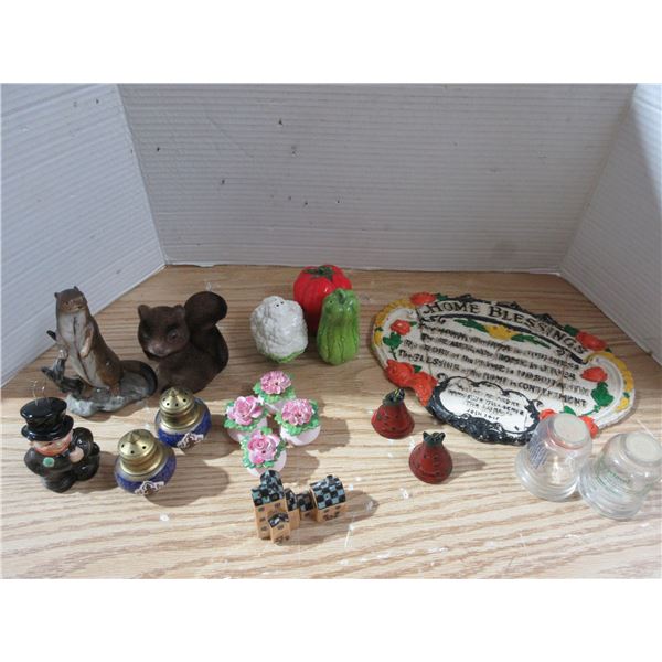 Salt and Peppers Shakers and misc animals figures