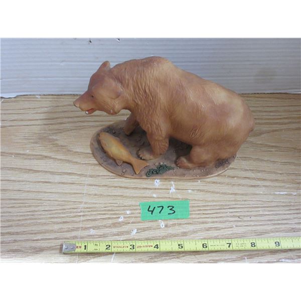 Bear Figure with Fish Stamped JR 16/100 8 Inches by 5 Inches Tall