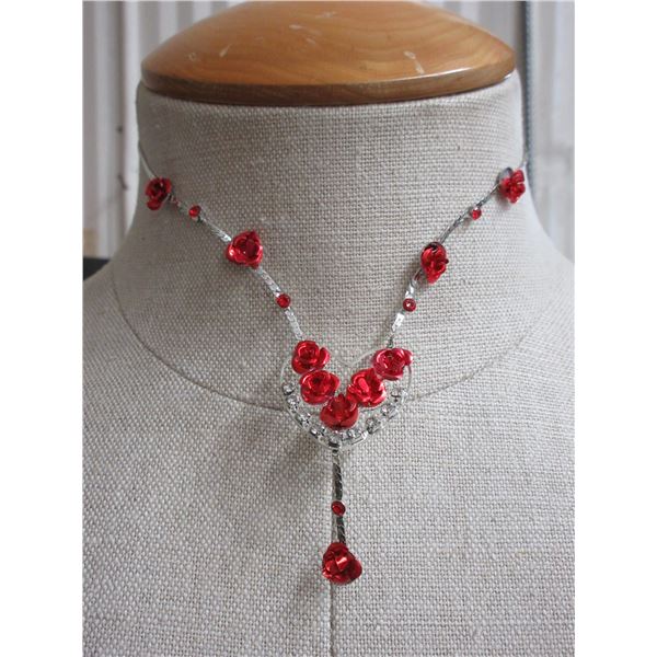 8 inch Rose Pattern Necklace with Earrings Set