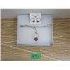 Image 1 : 12 Inch Rose Pattern Necklace with Earring Set