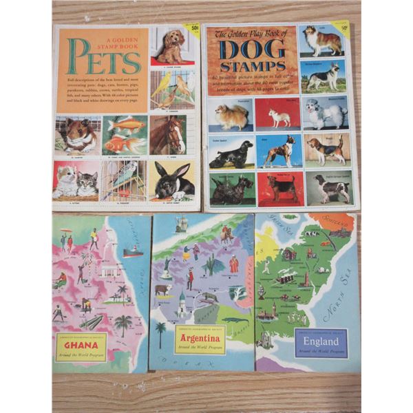 (2) Dog Pet Stamp Books and (3) American Geographic Society (all complete)
