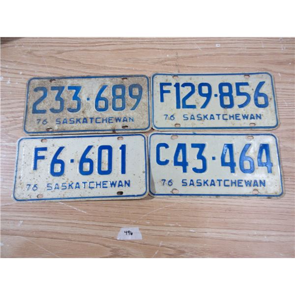 (4) 1976 Sask License PLates