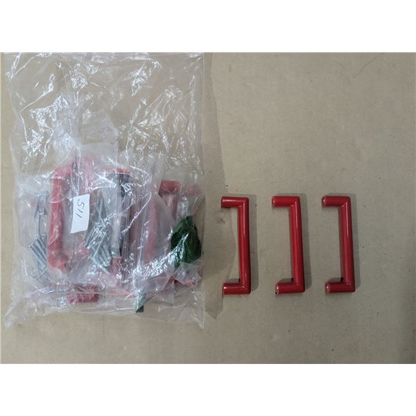 red cupboard/drawer pulls, approximately 18