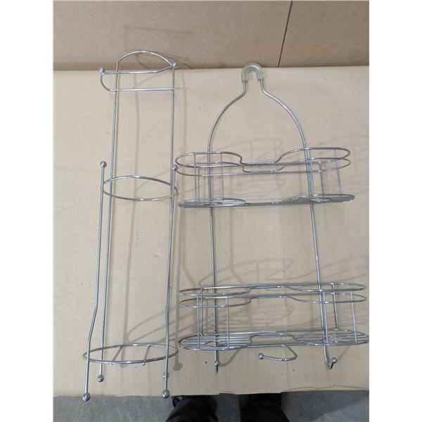 2 chrome bathroom organizers