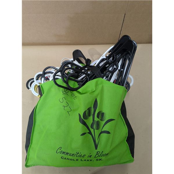 bag of plastic hangers