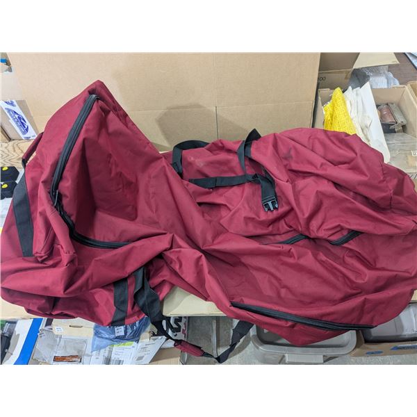 large red hockey/equipment bag