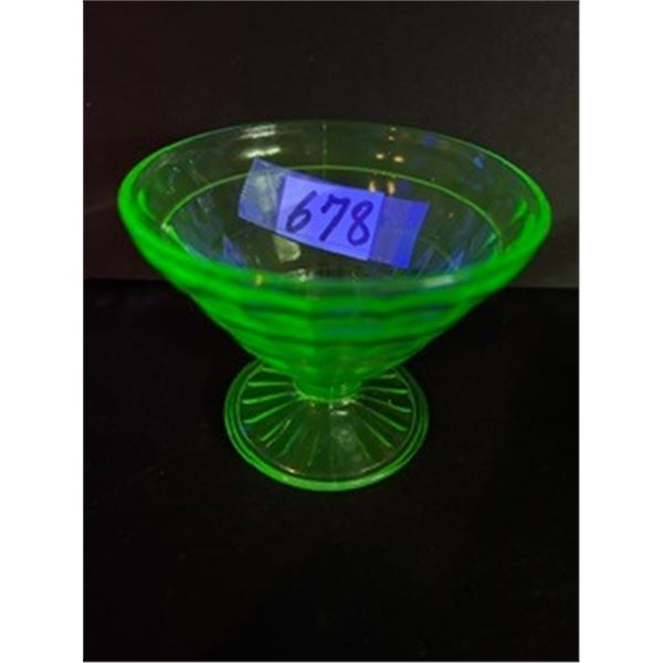 1930s Anchor Hocking "Block Optic" Green Uranium Glass Dessert Cup