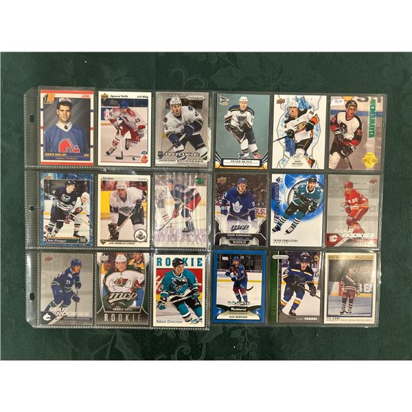 Assorted Rookie Cards - 2 Sheets (18 Hockey Cards)