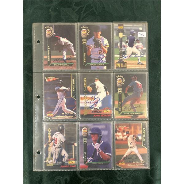 Autographed Baseball Cards - 1 Sheet (9 Cards)
