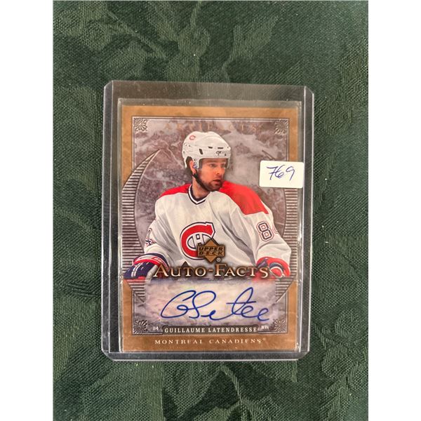 Guillaume Latendresse - Autographed Hockey Card