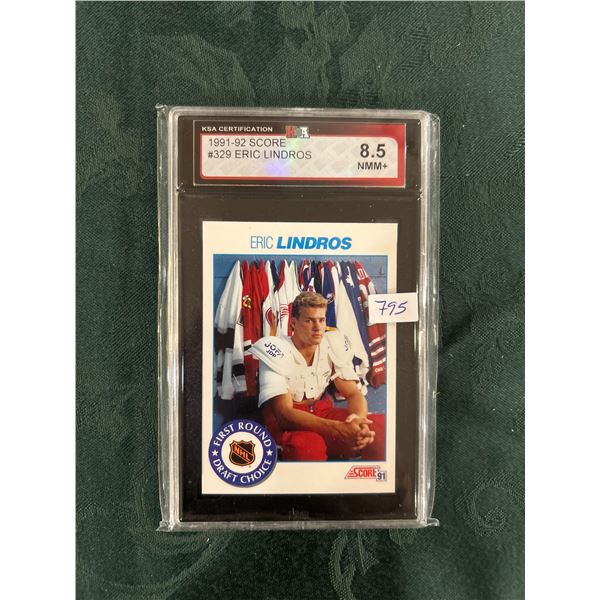 Eric Lindros Rookie Card - Graded Near Mint / Mint +