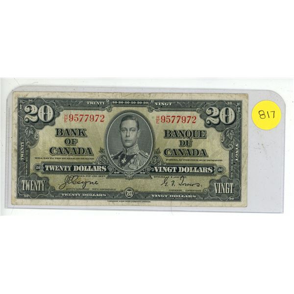 1937 Bank of Canada Twenty Dollar.