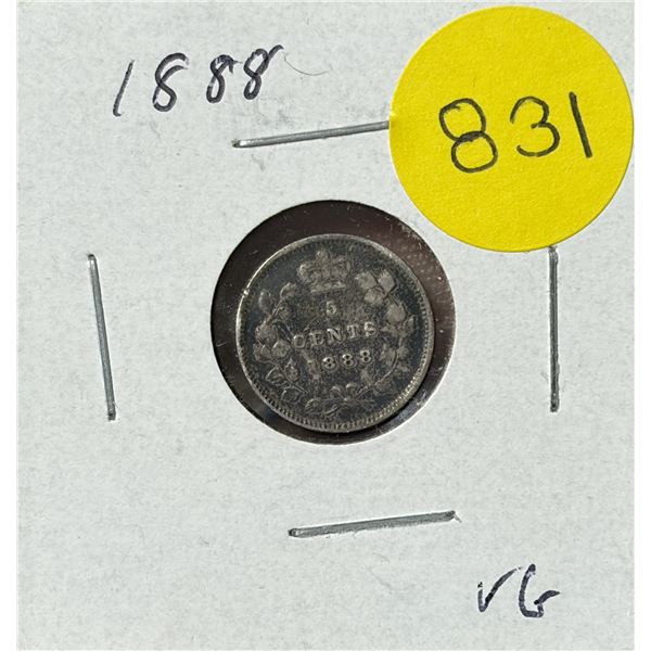 1888 Canada Silver 5 Cents.