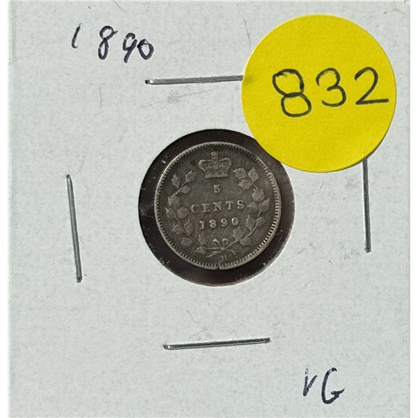1890 Canada Silver 5 Cents.