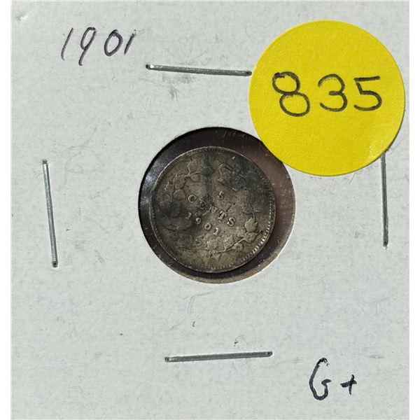 1901 Canada Silver 5 Cents.