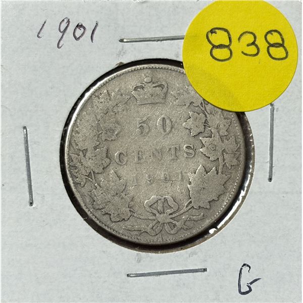 1901 Canada Silver 50 Cents.